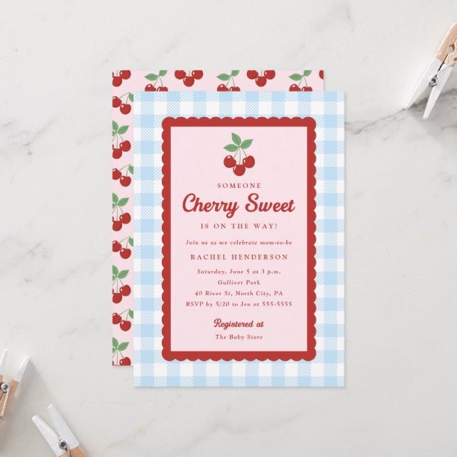 Cherry Sweet Baby Shower  Invitation (Front/Back In Situ)