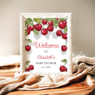 Cherry Sweet Baby Shower Welcome Foam Board Poster
