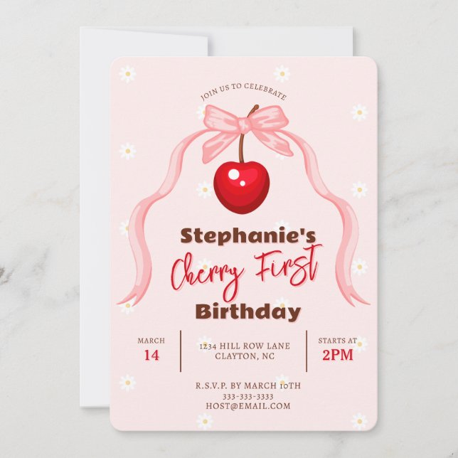Cherry Sweet Birthday Invitation (Front)