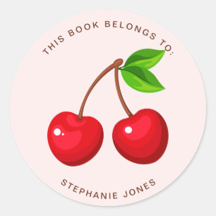 Cherry Sweet Birthday This Book Belongs to Classic Round Sticker