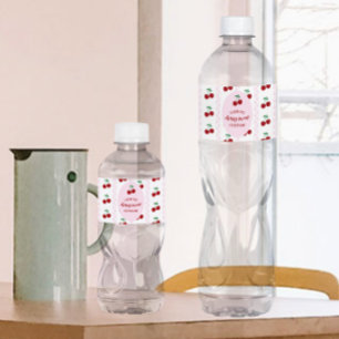 Cherry Sweet Birthday Water Bottle Label