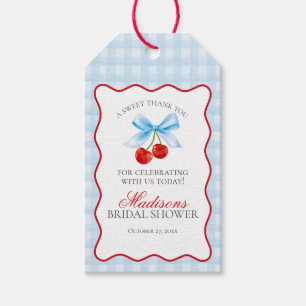 Cherry Sweet Blue Coquette Bow Bridal Shower Favou Gift Tags