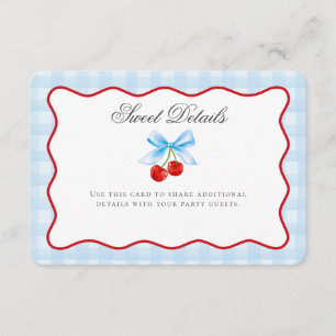 Cherry Sweet Blue Coquette Bow Details Insert Card