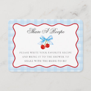 Cherry Sweet Blue Coquette Bow Share A Recipe Card