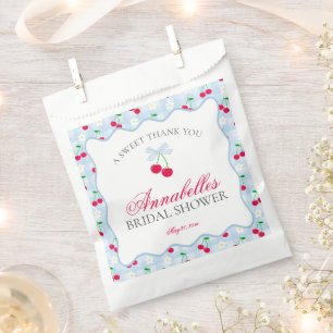 Cherry Sweet Blue Coquette Bridal Shower Dessert Favour Bag