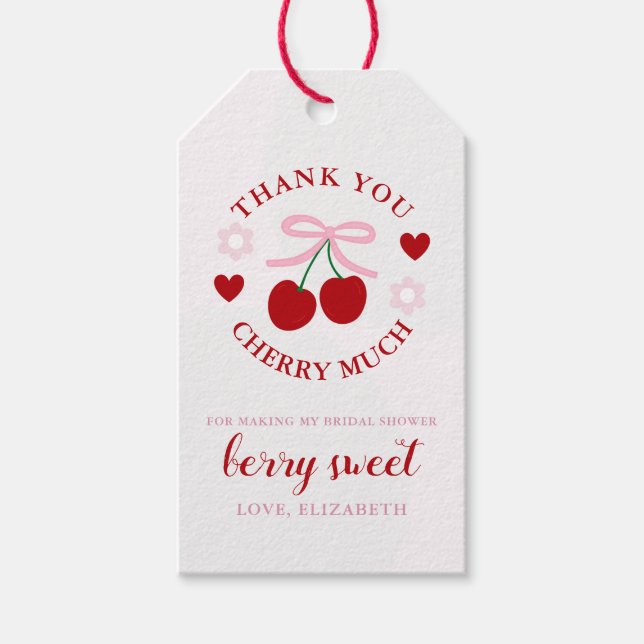 Cherry Sweet Bridal Shower Gift Tags (Front)