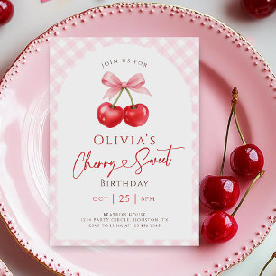 Cherry Sweet Girl Birthday Party Invitation