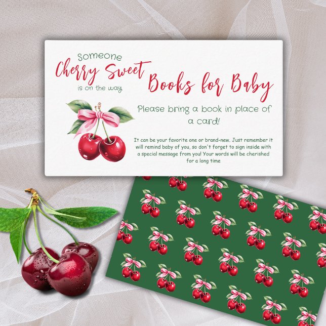 Cherry Sweet Pink Bow Book for Baby Shower Game Enclosure Card (Creator Uploaded)