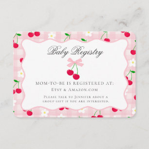 Cherry Sweet Pink Coquette Bow Baby Registry Card