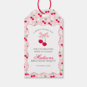 Cherry Sweet Pink Coquette Bow Birthday Favour Gift Tags