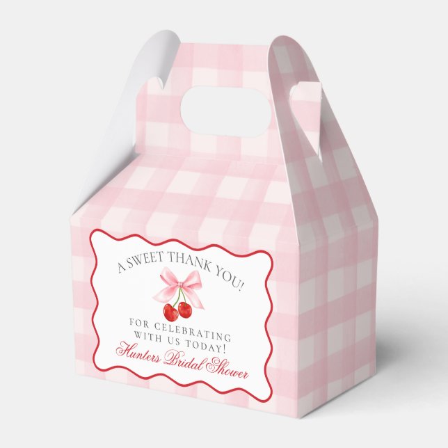 Cherry Sweet Pink Coquette Bridal Shower Favour Bo Favour Box (Front Side)