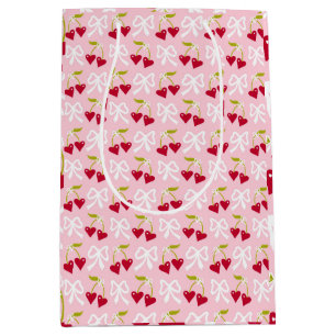 Cherry Sweet Preppy Pink and Red Teen Kids Girl Medium Gift Bag