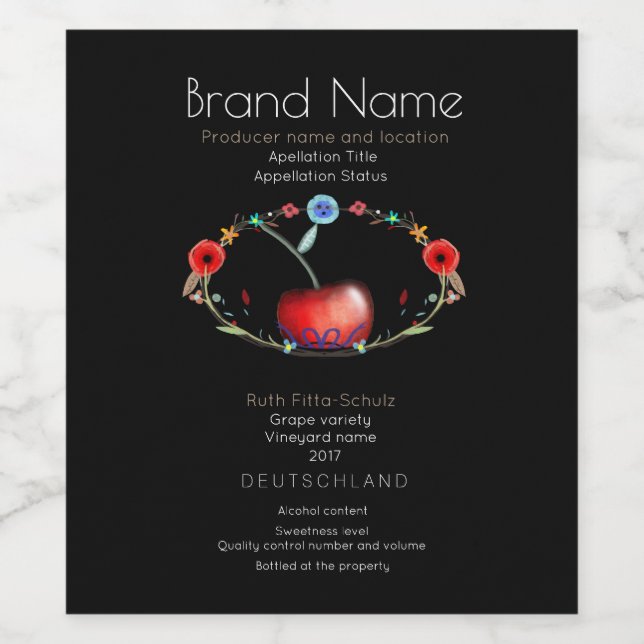 Cherry Sweet Young Wine Label (Single Label)