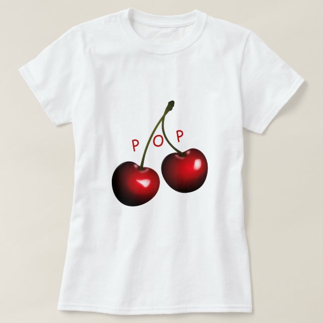 Cherry T-Shirt Funny - Pop Me - Custom Text (Design Front)