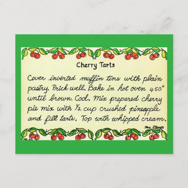 Cherry Tarts Recipe Postcard (Front)