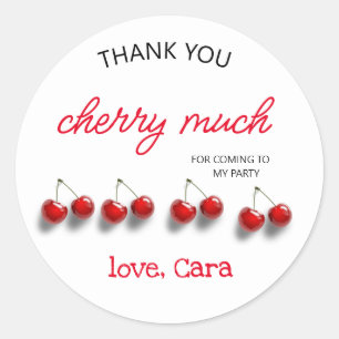 Cherry Theme Baby Birthday Party Classic Round Classic Round Sticker