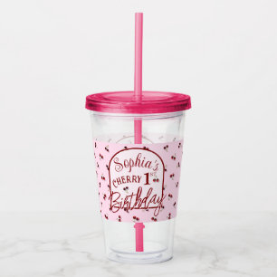 Cherry Theme First Birthday Acrylic Tumbler