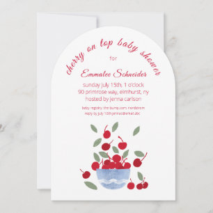 Cherry Theme Watercolor Baby Shower Invitation