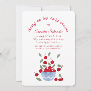 Cherry Theme Watercolor Baby Shower Invitation