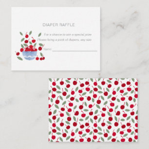 Cherry Theme Watercolor Diaper Raffle Baby Shower Enclosure Card