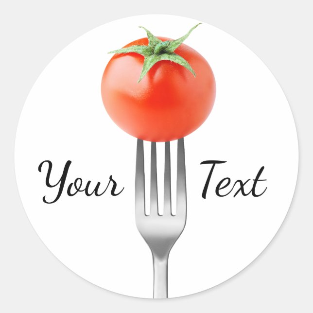 Cherry tomato on a fork classic round sticker (Front)