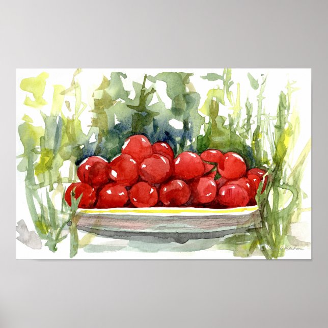 Cherry Tomatoes Garden Vegetable Watercolor Poster (Front)