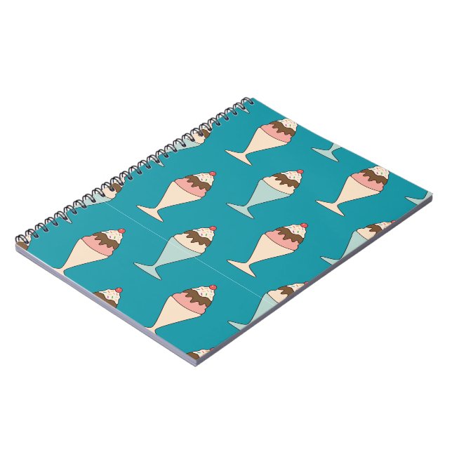 Cherry Top Hot Fudge Sundaes on Aqua Notebook (Left Side)