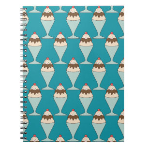 Cherry Top Hot Fudge Sundaes on Aqua Notebook