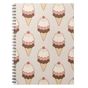 Cherry Top Triple Scoop Ice Cream Cones on Cream Notebook