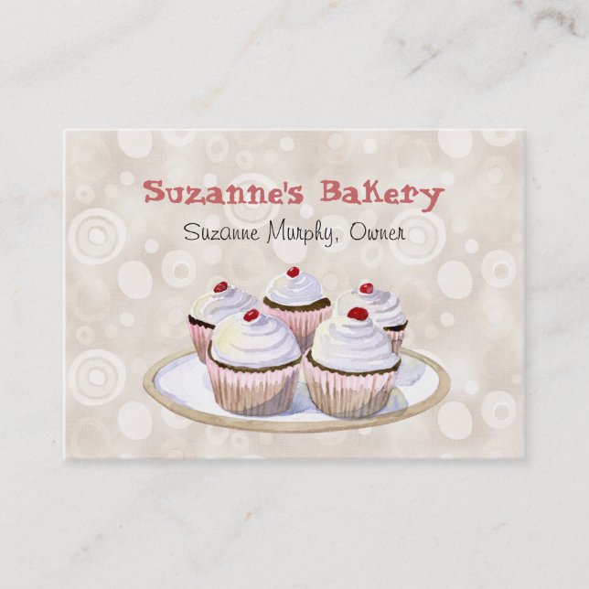Cherry Topped Cupcakes Business Cards (Front)
