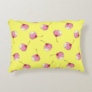 Cherry-Topped Ice Cream Pattern Decorative Cushion