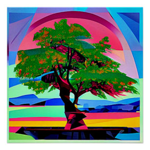 Cherry tree amidst rocks 1 poster