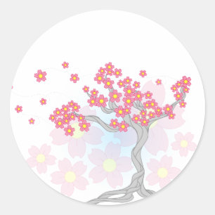 Cherry Tree Blossoms Classic Round Sticker