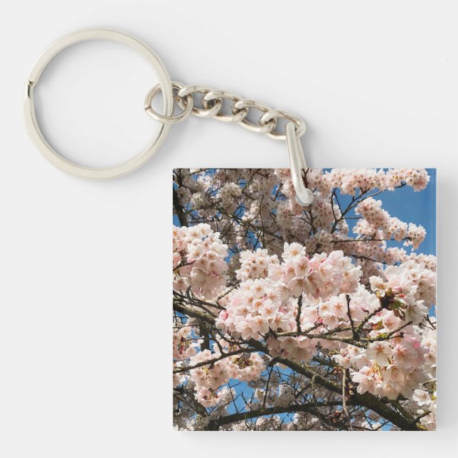 Cherry Tree in Bloom, Oregon Key Ring (Front)