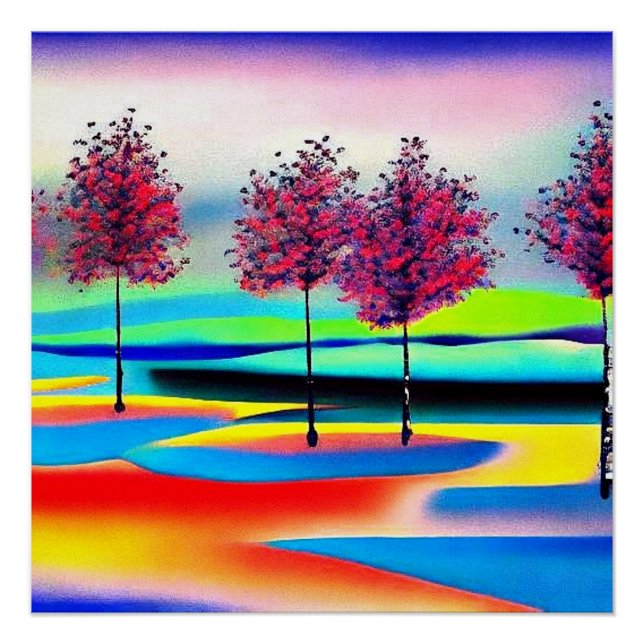 Cherry trees in flood water poster (Front)