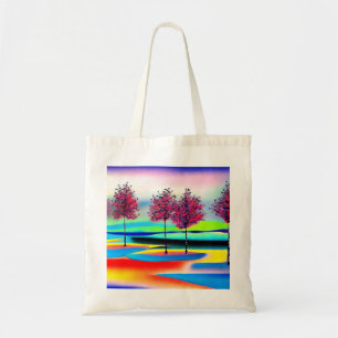 Cherry trees in flood water tote bag