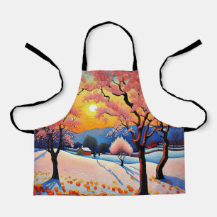 Cherry trees in snow 2 apron
