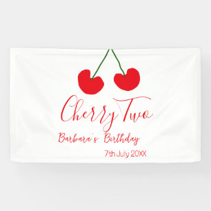 Cherry two 2nd birthday red cherry kids simple  banner