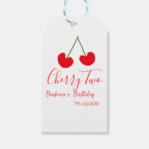 Cherry two 2nd birthday red cherry kids simple gift tags