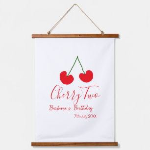 Cherry two 2nd birthday red cherry kids simple hanging tapestry