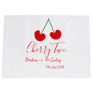 Cherry two 2nd birthday red cherry kids simple  large gift bag