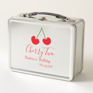 Cherry two 2nd birthday red cherry kids simple metal lunch box