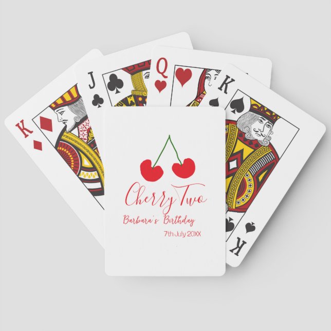 Cherry two 2nd birthday red cherry kids simple  playing cards (Back)