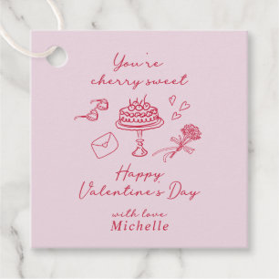 Cherry Valentines Day Pink Bow  Favour Tags