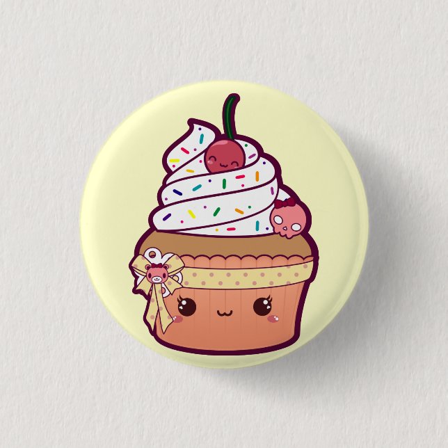 Cherry Vanilla Cupcake 3 Cm Round Badge (Front)