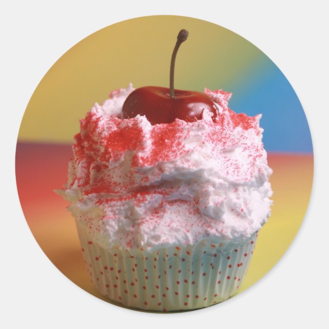 Cherry Vanilla Cupcake Classic Round Sticker (Front)