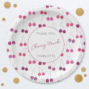 Cherry Watercolor Bridal Shower Personalized Paper Plate