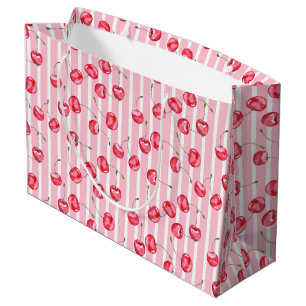 Cherry Watercolor Pattern Large Gift Bag