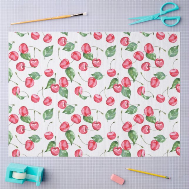 Cherry Watercolor Pattern Tissue Paper (Craft)