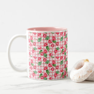 Cherry Watercolor Pattern Two-Tone Coffee Mug